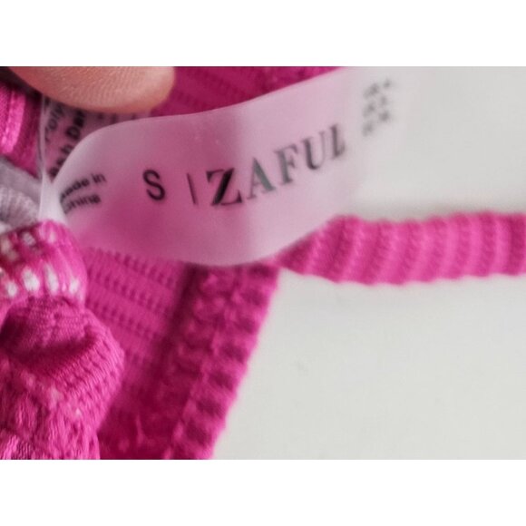 Zaful Womens Rose Pink Ribbed Two-Piece Bikini Set Criss-Cross Straps Size S - Picture 8 of 11
